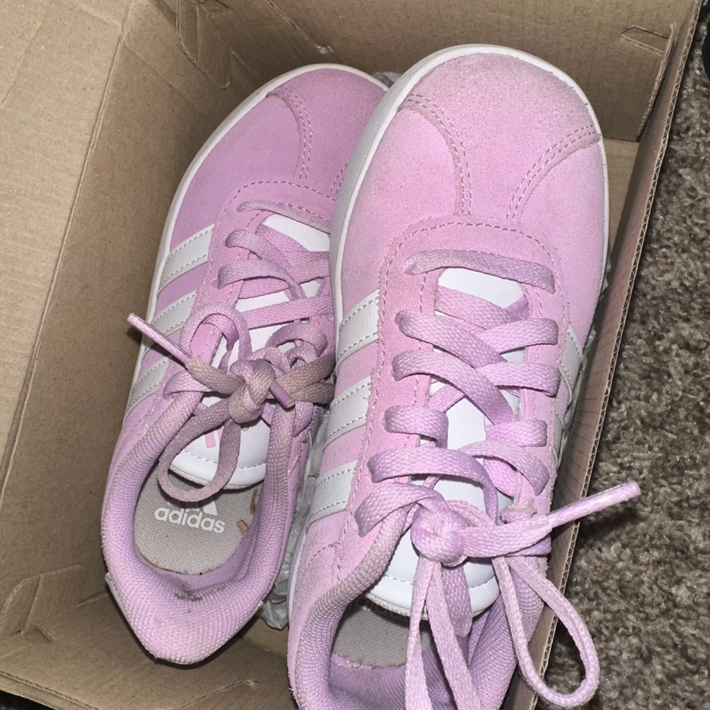 Adidas Pink and White Sneakers Suede Minimalist Design